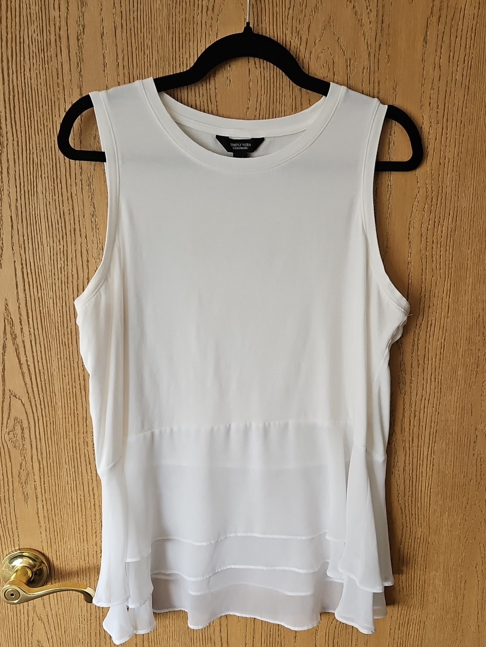 Simply Vera Vera Wang White Layered Chiffon-Hem Sleeveless Top